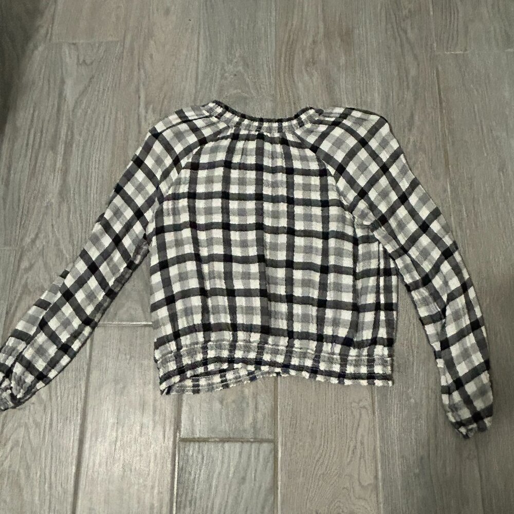 Women's Cloth & Stone Anthropologie Black/White Checked Cropped Top - SMALL - Picture 13 of 13